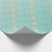 エレガント金ゴールドの結婚リングや輪がライトブルー ラッピングペーパー (角)