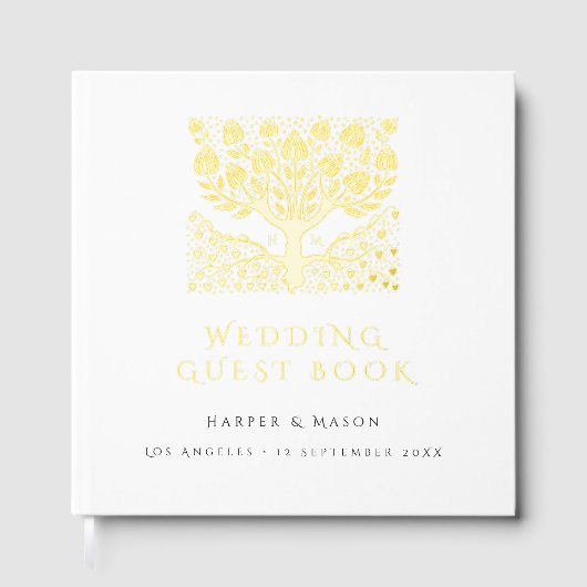 エレガント金ゴールドの結婚木 ゲストブック (正面)