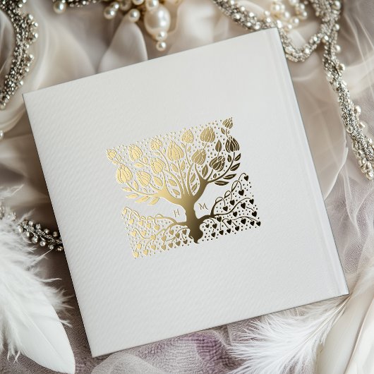 エレガント金ゴールドの結婚木 ゲストブック