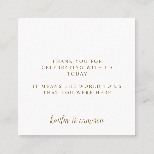 エレガント金ゴールドの結婚高級ヴィンテージビーフカード エンクロージャーカード (裏面)