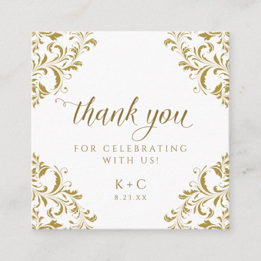 エレガント金ゴールドの結婚高級ヴィンテージビーフカード エンクロージャーカード (正面)