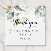 エレガント金ゴールドの緑の書道結婚の フェイバータグ (正面)