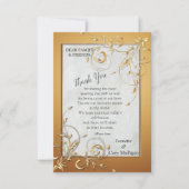 エレガント金ゴールドの色合いと抽象芸術の花 出欠カード (正面)