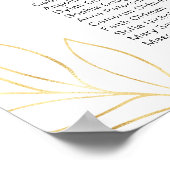 エレガント金ゴールドの葉。の結婚座席表 ポスター (角)