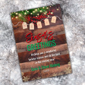 エレガント金ゴールドの雪が緑の離れクリスマス シーズンカード