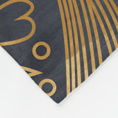 エレガント金ゴールドの黒いダマスク模様 フリースブランケット (角)