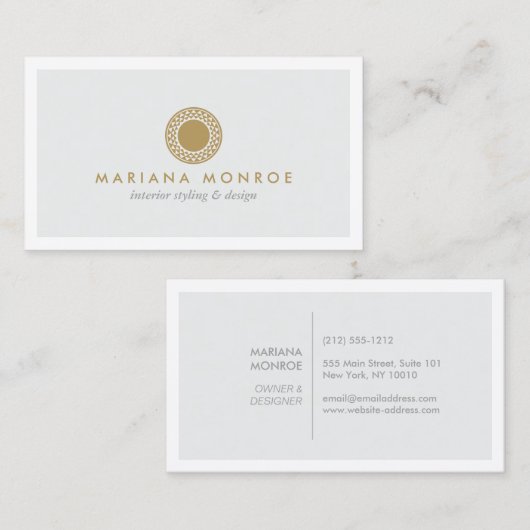 エレガント金ゴールドのSUNロゴ 名刺 (正面/裏面)