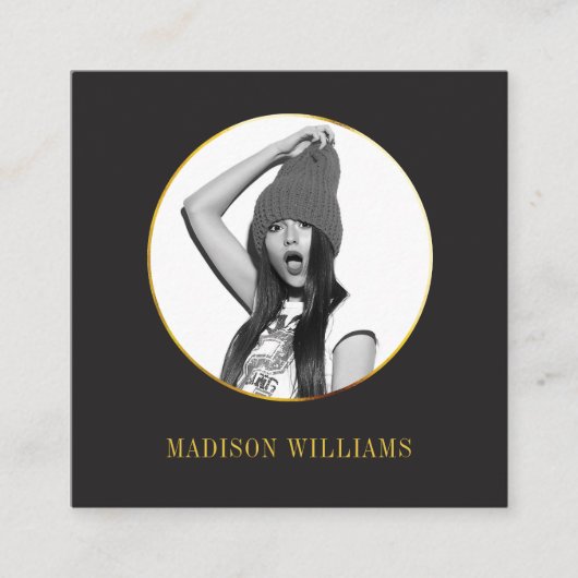 エレガント金ゴールドはっきりしたタイポグラフィ写真ソーシャルメディア コーリングカード (正面)