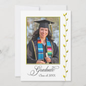 エレガント金ゴールドアイビー卒業発表 案内状 (正面)