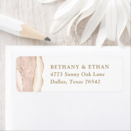 エレガント金ゴールドアイボリーアゲ結婚ート差出人住所 ラベル