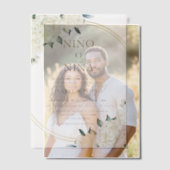 エレガント金ゴールドアイボリーフローラスペインの性別開示 ベラム紙招待状 (オフセット (カップル))