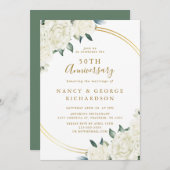 エレガント金ゴールドアイボリーフローラ50結婚周年記念 招待状 (正面/裏面)