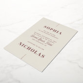 エレガント金ゴールドアイボリーモダン赤面結婚タイポグラフィ 箔招待状 (回転した状態)