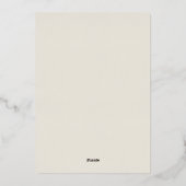 エレガント金ゴールドアイボリーモダン赤面結婚タイポグラフィ 箔招待状 (裏面)