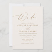 エレガント金ゴールドアイボリー書我々が行う結婚書道 招待状 (正面)