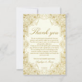 エレガント金ゴールドアイボリー華美ヴィンテージ結婚写真 サンキューカード (正面)