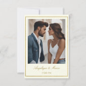 エレガント金ゴールドアイボリー華美ヴィンテージ結婚写真 サンキューカード (裏面)