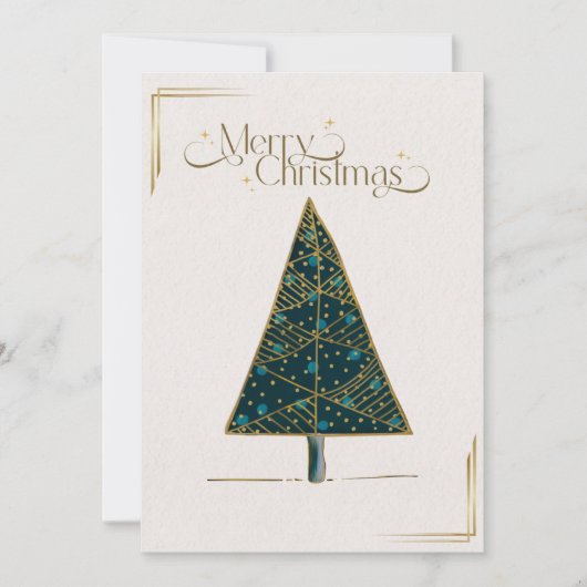 エレガント金ゴールドアクセント付きクリスマスツリーカード シーズンカード (正面)
