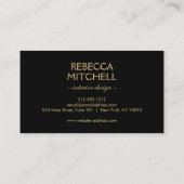 エレガント金ゴールドアクセント付きダークグレーのフローラルパターン 名刺 (裏面)