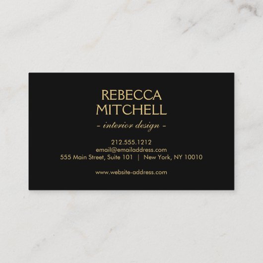 エレガント金ゴールドアクセント付きダークグレーのフローラルパターン 名刺 (裏面)