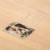 エレガント金ゴールドアクリル婚約パーティ アクリル招待状 (レイダウン)