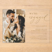 エレガント金ゴールドアクリル婚約パーティ アクリル招待状 (正面)