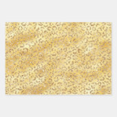 エレガント金ゴールドアニマルプリントパターン ラッピングペーパーシート (正面)