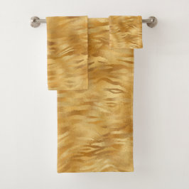 エレガント金ゴールドアニマルプリント  バスタオルセット