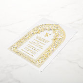 エレガント金ゴールドアラベ結婚スク 箔招待状 (回転した状態)