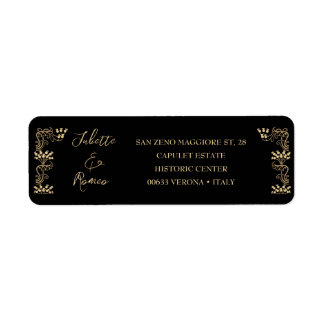 エレガント金ゴールドアールデコオン黒差出人住所 ラベル