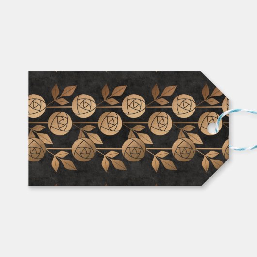 エレガント金ゴールドアールデコバラブラック ギフトタグ (正面(横))
