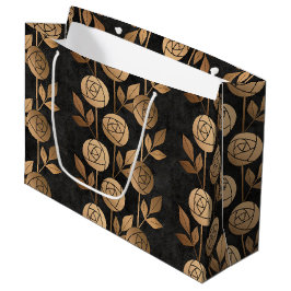 エレガント金ゴールドアールデコバラブラック ラージペーパーバッグ