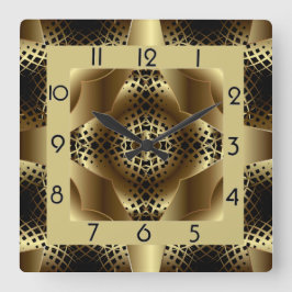 エレガント金ゴールドアールデコ スクエア壁時計
