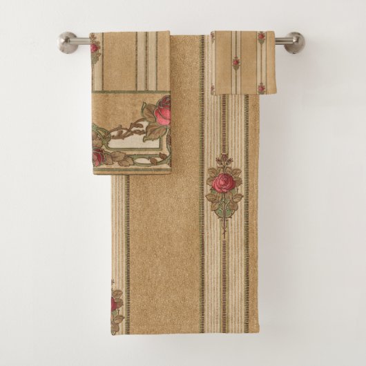 エレガント金ゴールドアールヌーボーバラ バスタオルセット (インサイチュ)