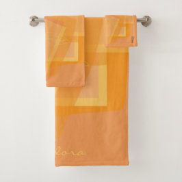 エレガント金ゴールドイエローオレンジ色の抽象芸術フローラ バスタオルセット
