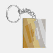 エレガント金ゴールドイエロー、シルバーグレーの幾何学模様 キーホルダー (正面左)