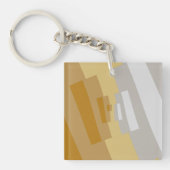 エレガント金ゴールドイエロー、シルバーグレーの幾何学模様 キーホルダー (正面)