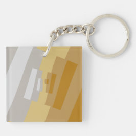 エレガント金ゴールドイエロー、シルバーグレーの幾何学模様 キーホルダー