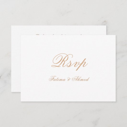 エレガント金ゴールドイスラム教徒の結婚式RSVPカード 出欠カード (正面/裏面)