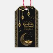 エレガント金ゴールドイスラム様式ラマダンムバラク ギフトタグ (正面)