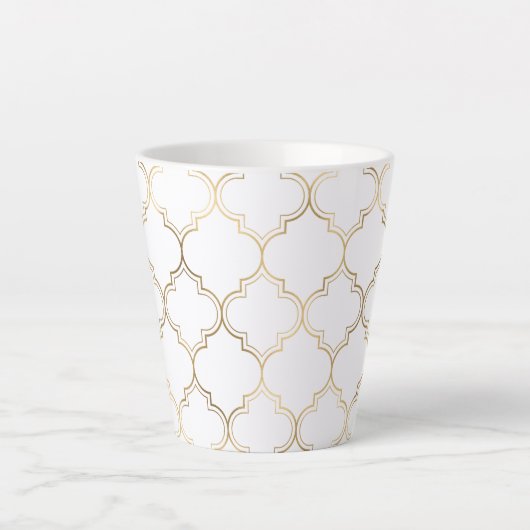 エレガント金ゴールドイスラーム幾何学模様 カフェラテマグ (正面)