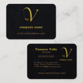 エレガント金ゴールドイニシャルレターVロゴ名刺 名刺 (正面/裏面)