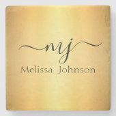 エレガント金ゴールドイニシャル ストーンコースター (正面)