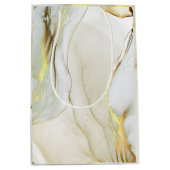 エレガント金ゴールドインク抽象芸術パターン ミディアムペーパーバッグ (正面)