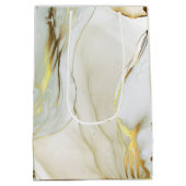 エレガント金ゴールドインク抽象芸術パターン ミディアムペーパーバッグ (裏面)