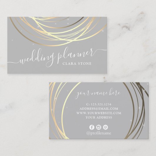 エレガント金ゴールドウェディングプランナー 名刺 (正面/裏面)