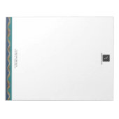 エレガント金ゴールドウェーブブルーティール(緑がかった色)ロゴビジネス ノートパッド (正面)