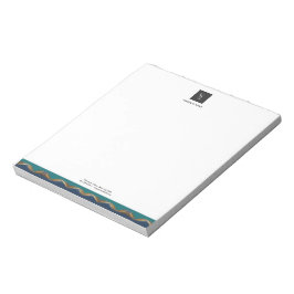 エレガント金ゴールドウェーブブルーティール（緑がかった色）ロゴビジネス ノートパッド