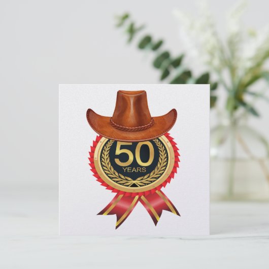 エレガント金ゴールドウエスタンフィフティ招待状 招待状 (スタンド正面)