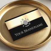 エレガント金ゴールドエフェクトブラックカスタムロゴプロフェッショナル 名刺